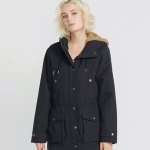 Volcom Black Utility Jacket with Tan Lining